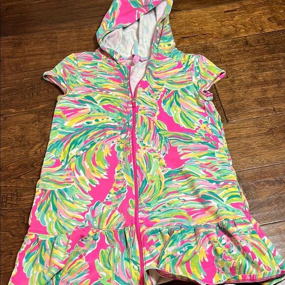 Lilly Pulitzer Multicolor Hooded swimsuit Coverup, size L/8-10 - Picture 1 of 6